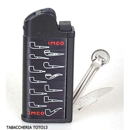 Briquet à pipe Imco avec outils, noir avec logos - Briquets - Métal