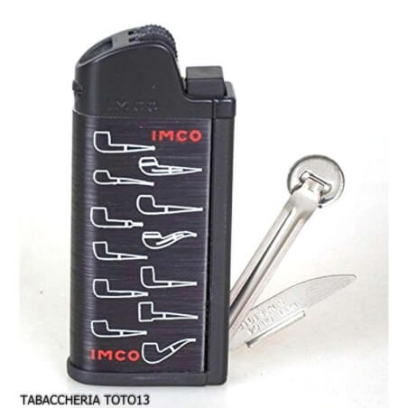 Encendedor de tubo IMCO con engranaje negro con logotipos IMCO Encendedores para pipa de tabaco