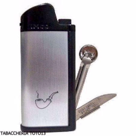 Imco Pipe Lighter with Tools, Silver color - Lighters - Metal