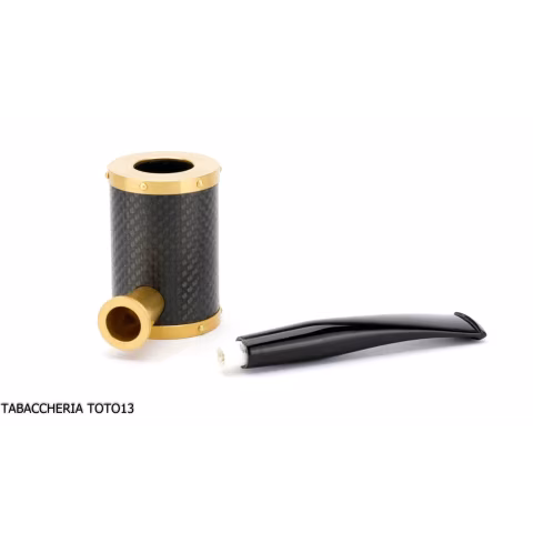 Tsuge Yoroi G9 tobacco pipe covered with carbon fiber and gold - Tobacco Pipes - Natural root, Metal
