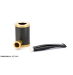 Tsuge Yoroi G9 tobacco pipe covered with carbon fiber and gold - Tobacco Pipes - Natural root, Metal