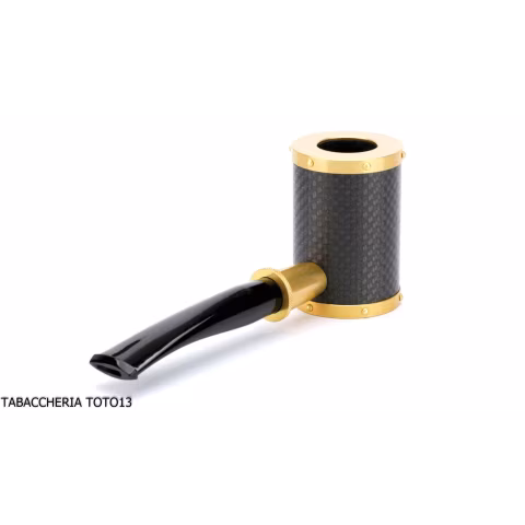 Tsuge Yoroi G9 tobacco pipe covered with carbon fiber and gold - Tobacco Pipes - Natural root, Metal