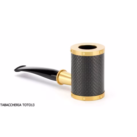 Tsuge Yoroi G9 tobacco pipe covered with carbon fiber and gold - Tobacco Pipes - Natural root, Metal