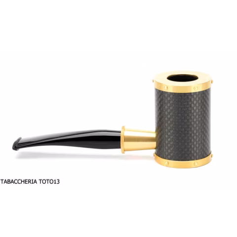 Tsuge Yoroi G9 tobacco pipe covered with carbon fiber and gold - Tobacco Pipes - Natural root, Metal