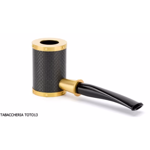 Tsuge Yoroi G9 tobacco pipe covered with carbon fiber and gold - Tobacco Pipes - Natural root, Metal