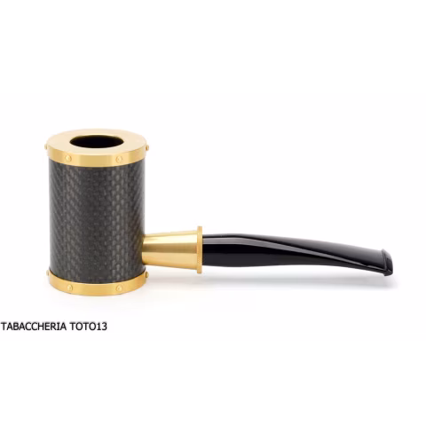 Tsuge Yoroi G9 tobacco pipe covered with carbon fiber and gold - Tobacco Pipes - Natural root, Metal