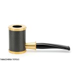 Tsuge Yoroi G9 tobacco pipe covered with carbon fiber and gold - Tobacco Pipes - Natural root, Metal