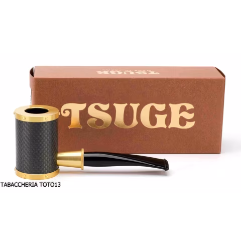 Tsuge Yoroi G9 tobacco pipe covered with carbon fiber and gold - Tobacco Pipes - Natural root, Metal