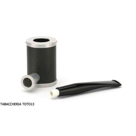Tsuge Yoroi G9 pipa de tabaco cubierta con fibra de carbono y plateado - Pipas de Tabaco
