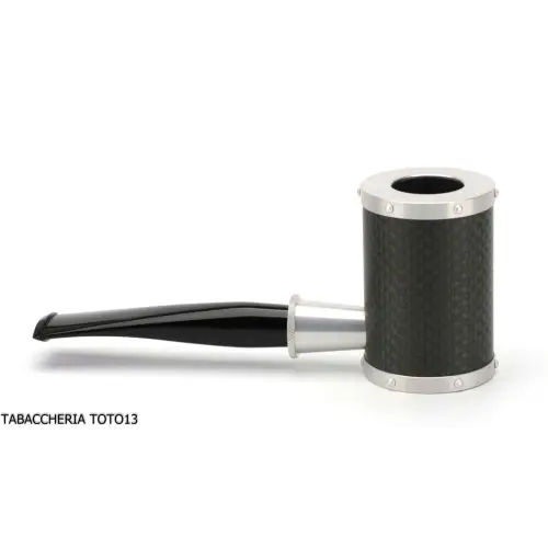 Tsuge Yoroi G9 pipe à tabac recouverte de fibre de carbone et métal argenté. - Pipe Pour le Tabac - Racine naturelle, Métal