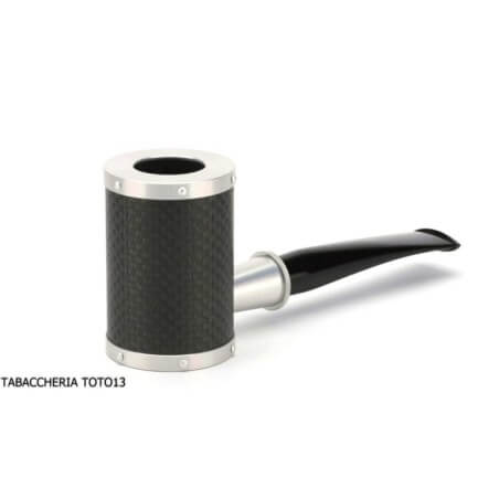 Tsuge Yoroi G9 pipe à tabac recouverte de fibre de carbone et métal argenté.