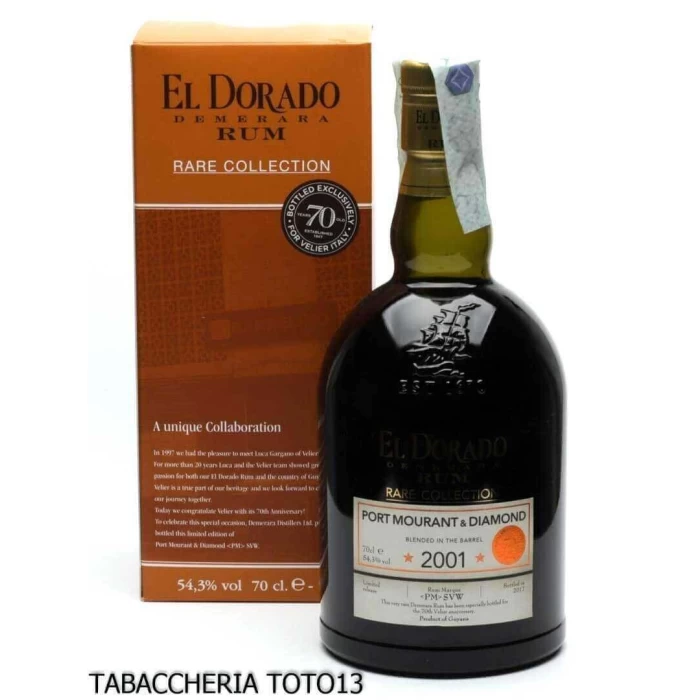 El Dorado Rare Collection Port Mourant e Diamond 2001 70th Velier Vol.54,3% Cl.70