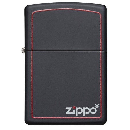 Benzin Zippo schwarz matt mit Logo - matt schwarz-Logo - Feuerzeuge