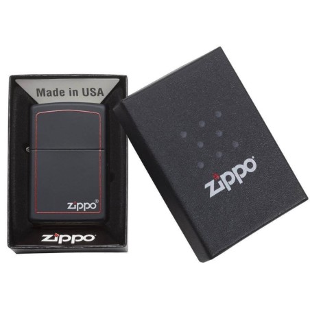 Benzin Zippo schwarz matt mit Logo - matt schwarz-Logo - Feuerzeuge