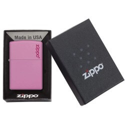Zippo lighter matte finish gasoline pink logo