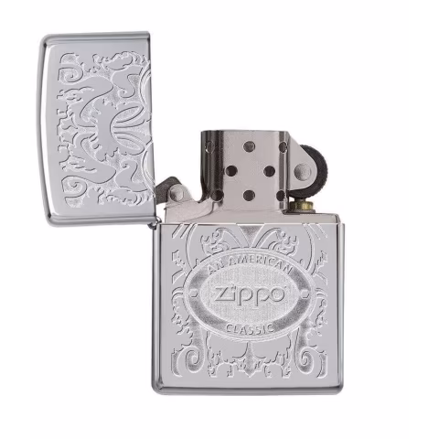 Zippo amerikanischen klassischen Chrom-Finish Spiegel eingraviert Benzin - Feuerzeuge
