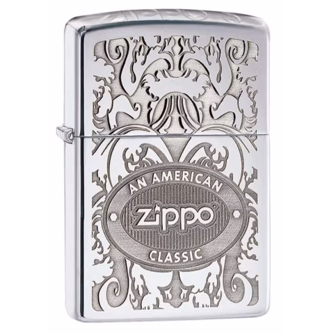 Zippo amerikanischen klassischen Chrom-Finish Spiegel eingraviert Benzin - Feuerzeuge