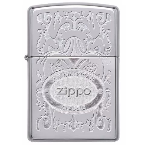 Zippo amerikanischen klassischen Chrom-Finish Spiegel eingraviert Benzin - Feuerzeuge