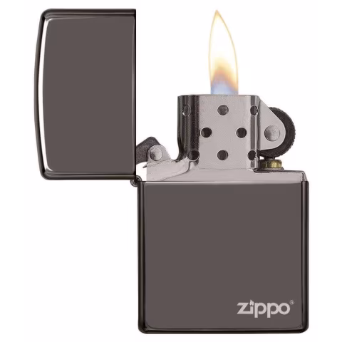 Zippo regular dark polished chrome black ice logo - Lighters - Brass