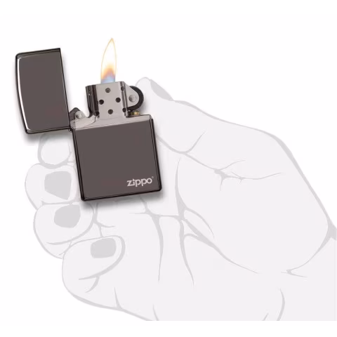 Zippo regular dark polished chrome black ice logo - Lighters - Brass