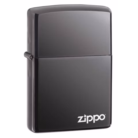 Zippo regular dark polished chrome black ice logo - Lighters - Brass