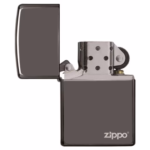 Zippo regular dark polished chrome black ice logo - Lighters - Brass