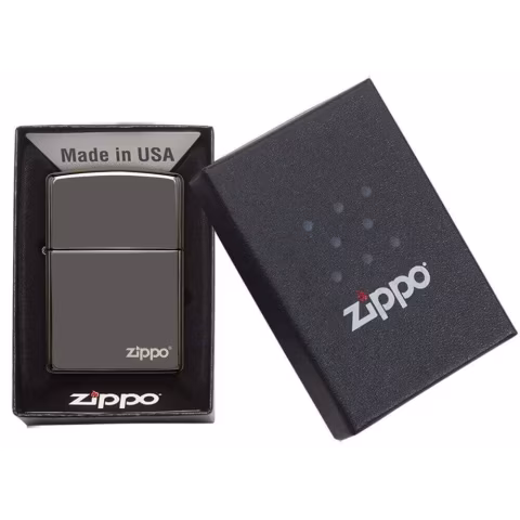 Zippo regular dark polished chrome black ice logo - Lighters - Brass