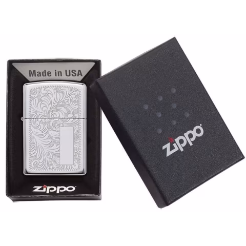 Encendedor Zippo con acabado cromado veneciano - Alumbradores