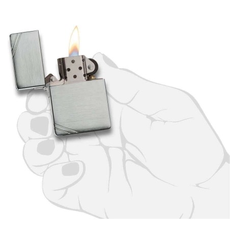 Vintage zippo replica 1935 brushed chrome and decorations diagonals - Lighters - Brass