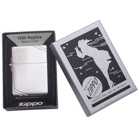 Zippo Vintage Replik 1935 Chrom gebürstet und Diagonale Dekorationen - Feuerzeuge