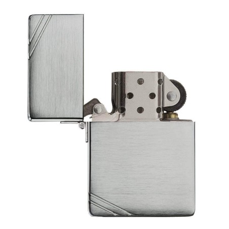 Vintage zippo replica 1935 brushed chrome and decorations diagonals - Lighters - Brass