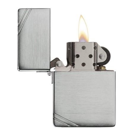 Vintage zippo replica 1935 brushed chrome and decorations diagonals - Lighters - Brass