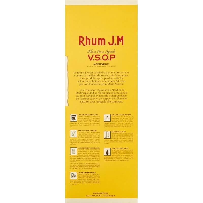 J.M. Rhum Agricole Vieux V.S.O.P. Vol. 43% Cl.70 - J.M. Distillery