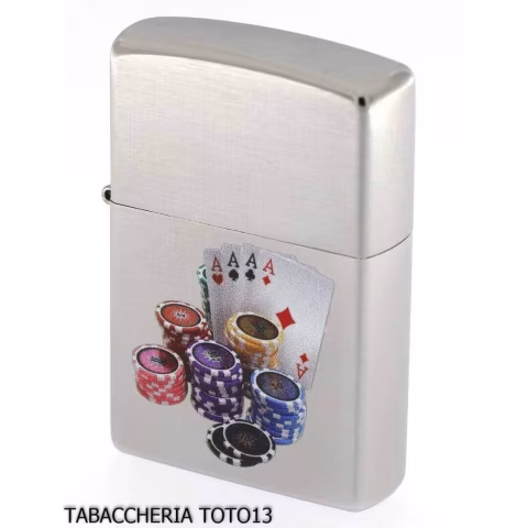 Zippo gambling on chrome linen finish - Lighters - Brass