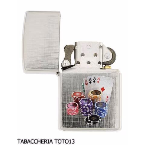 Zippo gambling on chrome linen finish - Lighters - Brass