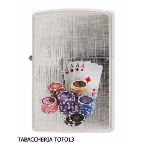Zippo gambling on chrome linen finish - Lighters - Brass