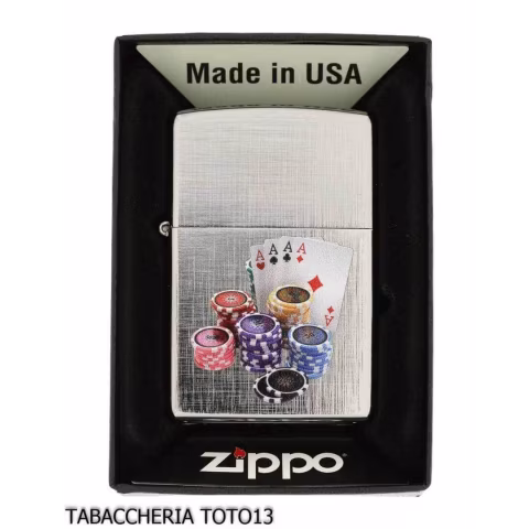 Zippo gambling on chrome linen finish - Lighters - Brass