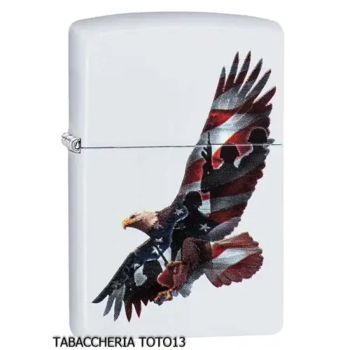 Zippo eagle bandiera USA finitura laccato bianco - Accendini