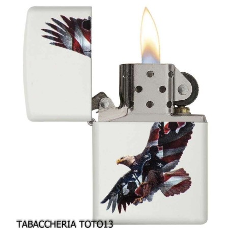 Zippo Adler Flagge USA weiß lackiert - Feuerzeuge