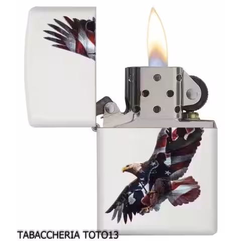 Zippo eagle flag usa white lacquer finish - Lighters Zippo - Zippo