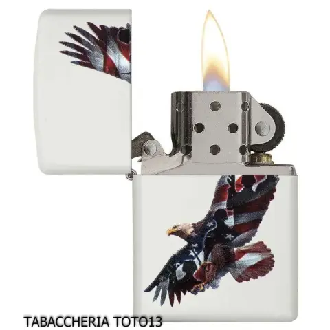 Zippo eagle flag usa white lacquer finish - Lighters - Brass