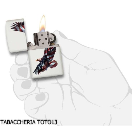 Zippo Adler Flagge USA weiß lackiert - Feuerzeuge