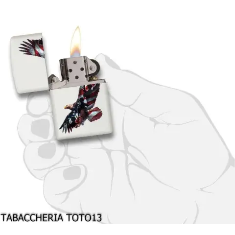 Zippo eagle flag usa white lacquer finish - Lighters - Brass