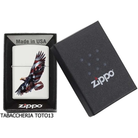 Zippo Adler Flagge USA weiß lackiert - Feuerzeuge