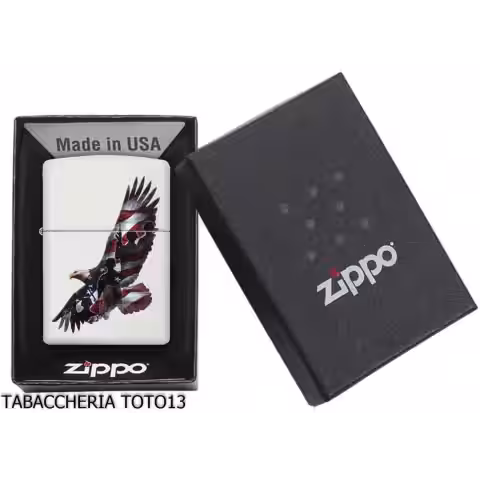 Zippo eagle flag usa white lacquer finish - Lighters Zippo - Zippo
