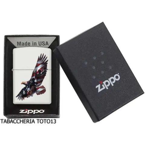 Zippo eagle flag usa white lacquer finish - Lighters - Brass