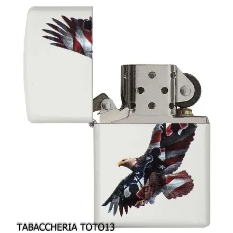 Zippo eagle flag usa white lacquer finish - Lighters - Brass