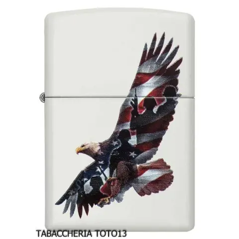Zippo eagle flag usa white lacquer finish - Lighters - Brass