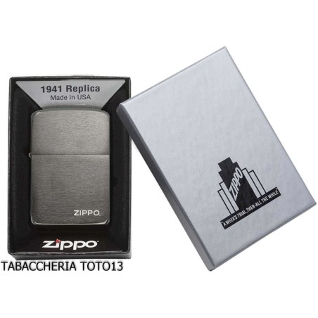 Zippo vintage replica 1941 Black Ice Logo - Accendini