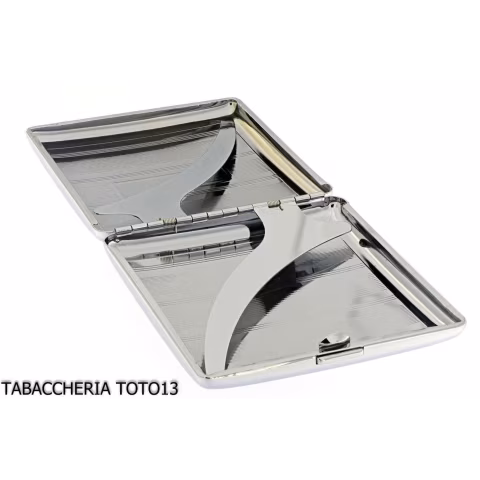 Steel Case with vertical lines for 20 cigarettes - Accessories For Cigarettes And Rolling